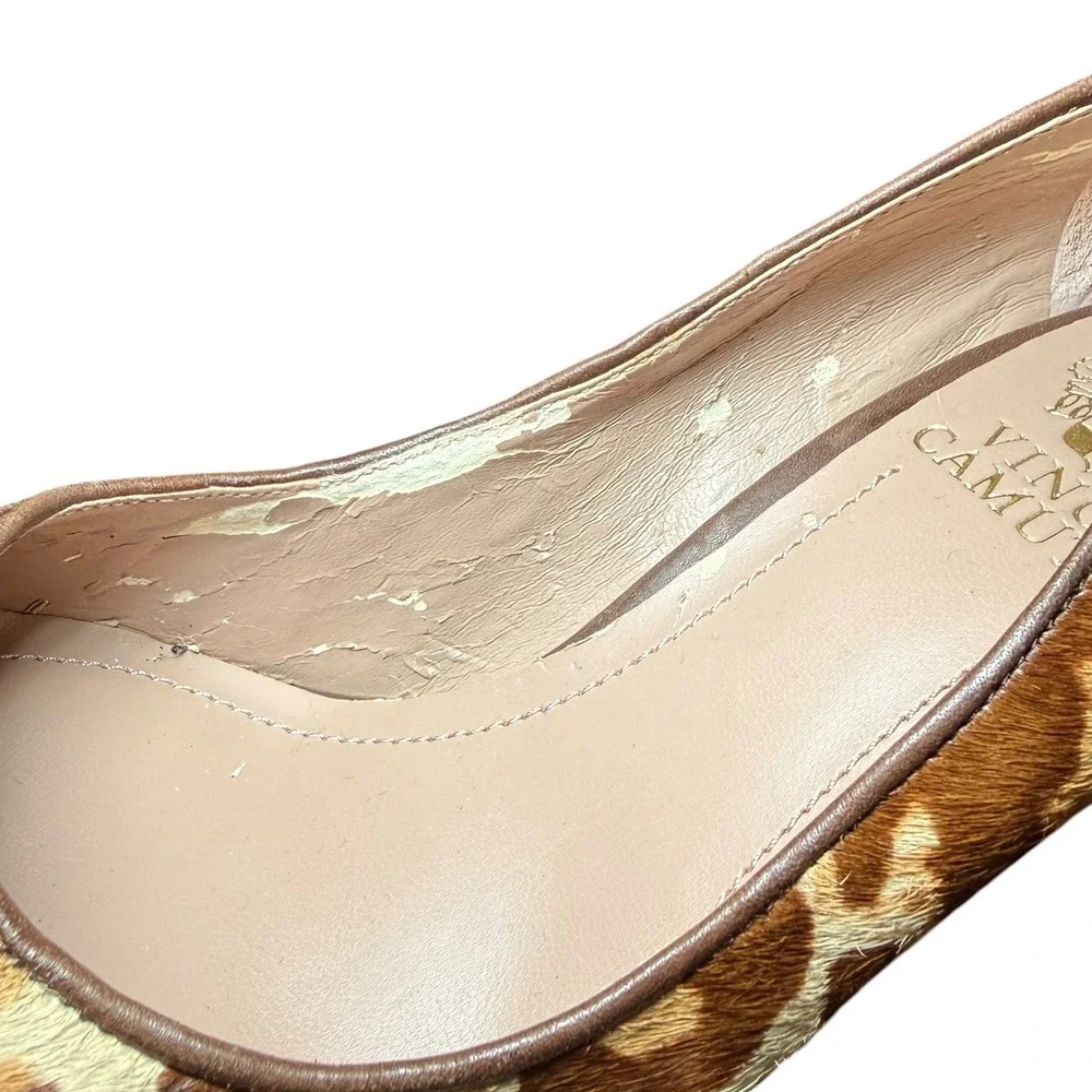 Vince Camuto Leopard Print Calf Hair‎ Platform Pumps Brown Tan Size 7B 37
